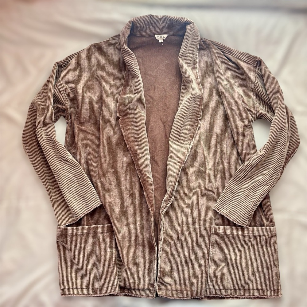 POL Oversized Open Raw Hem Corduroy Blazer Size Large